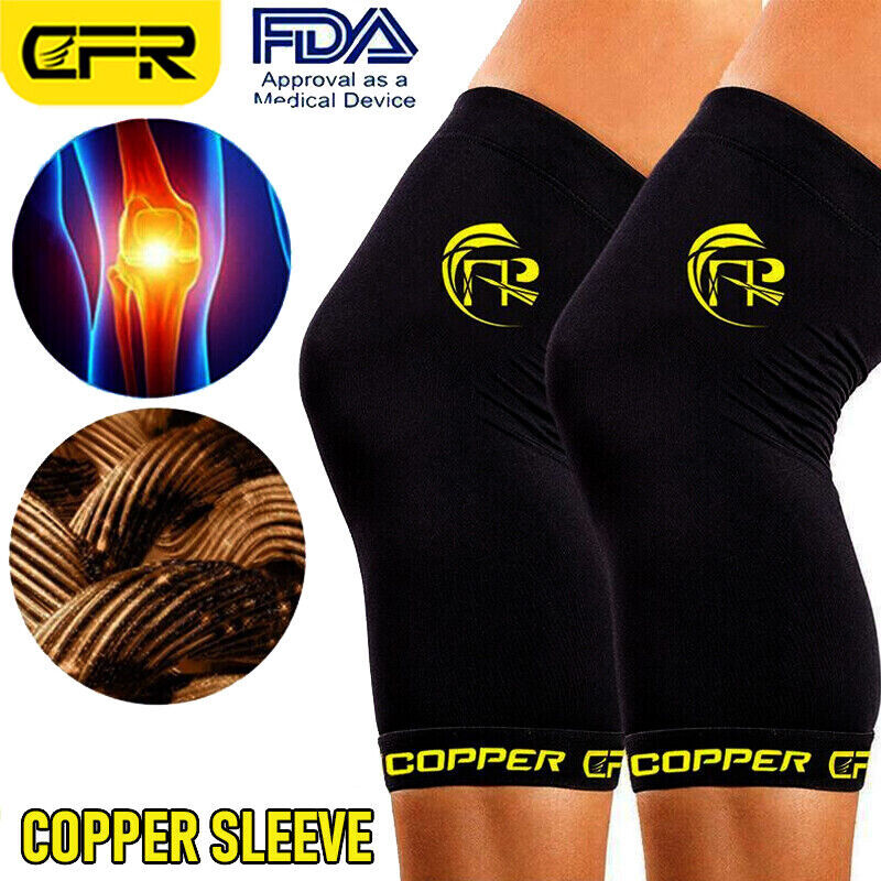 Copper Knee Support Brace Compression Sleeve Sport Joint Pain Arthritis Relief