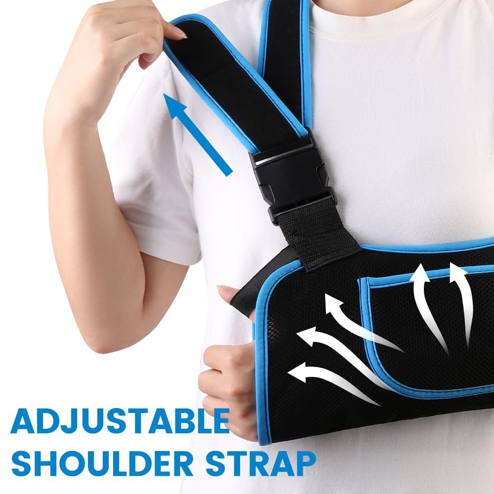Adjustable Arm Sling Shoulder Immobilizer for Elbow & Wrist Injury Recovery, Com