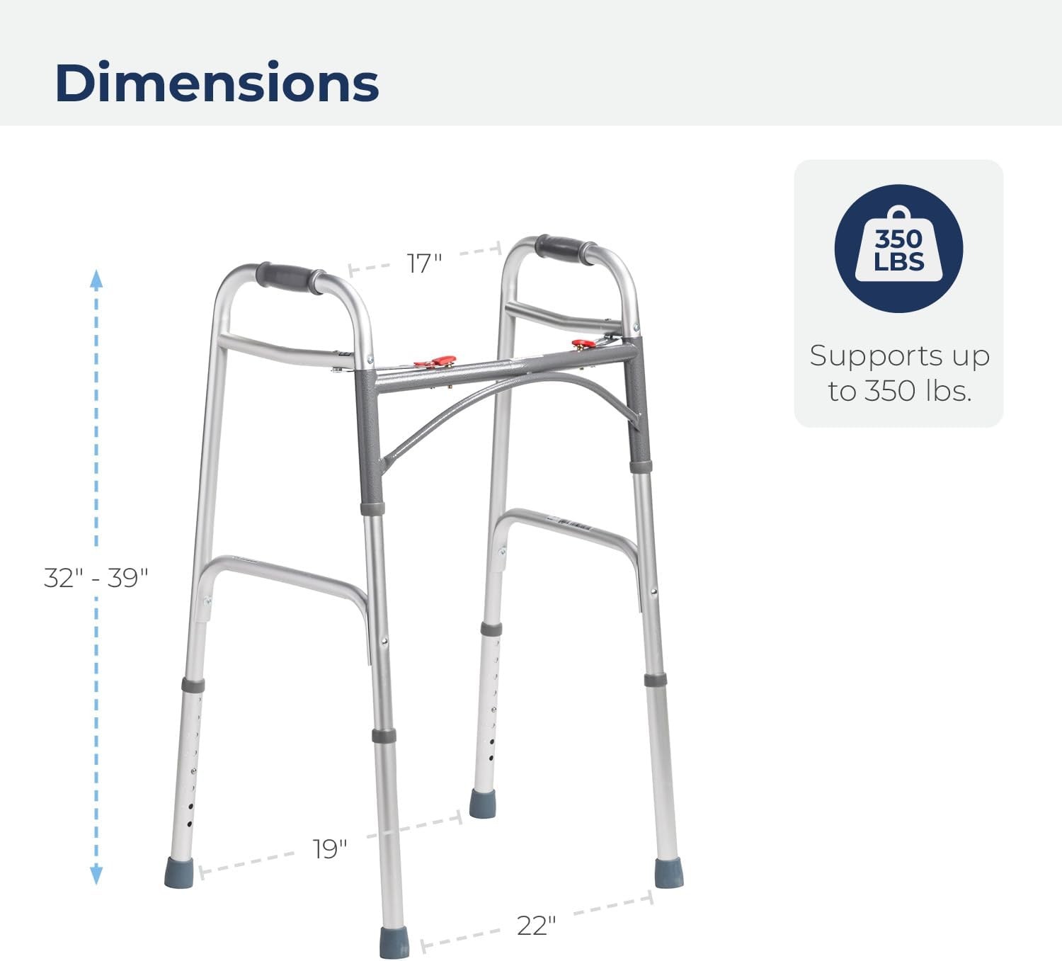 Lightweight Folding Walker w/ Easy to Push-Button Mechanisms