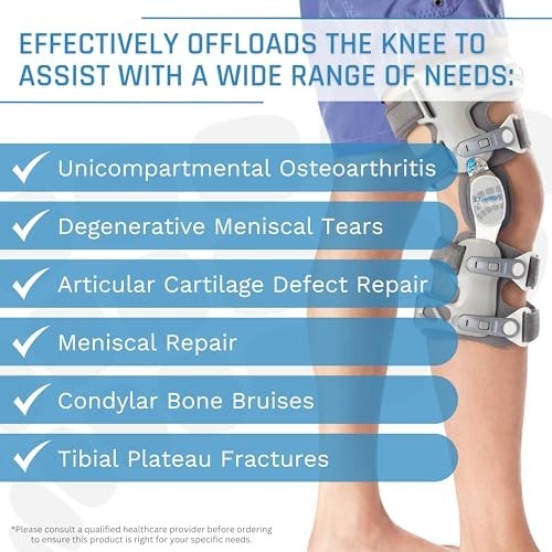 Knee Brace OA Unloader Hinged Single Upright Adjustable Push Button Buckle
