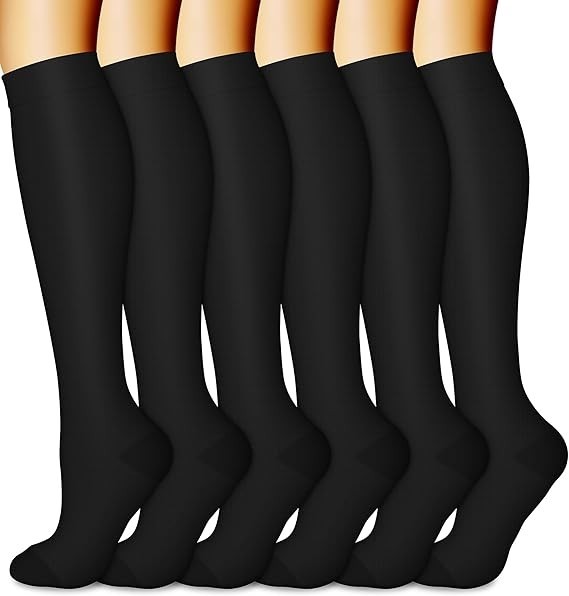 “MD 6 Pairs Compression Socks (15-20mmHg) for Women & Men – Cushion Knee High…