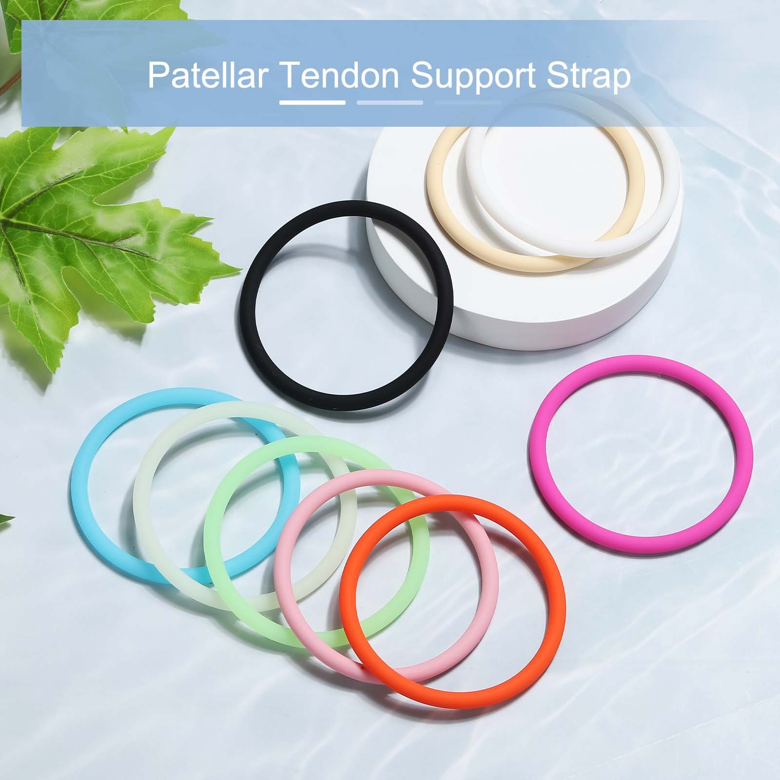 Patella Band Silicone Knee Band with Storage Bag – (3 Set, Black/Gray/Beige)