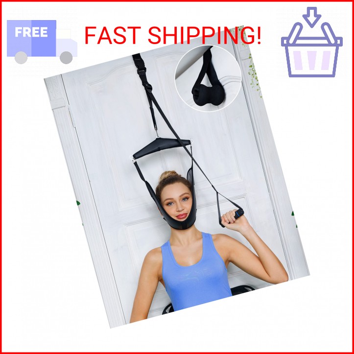 comness Cervical Neck Traction Device Over Door for Home Use, Portable Neck Stre