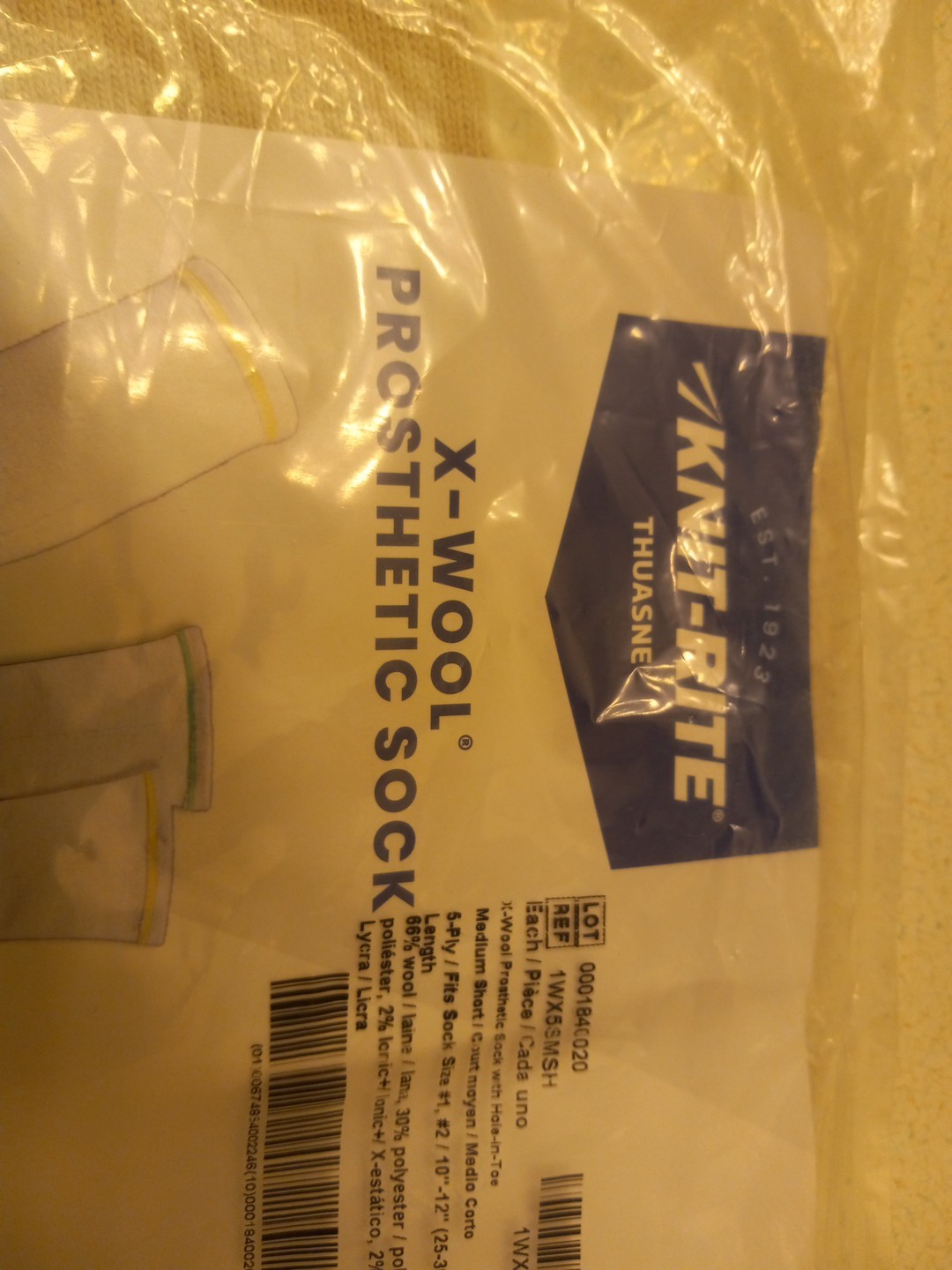 Knit-Rite X Wool Prosthetic Sock 1WX5SMSH MED SHORT Fits #1,2 10″-12″