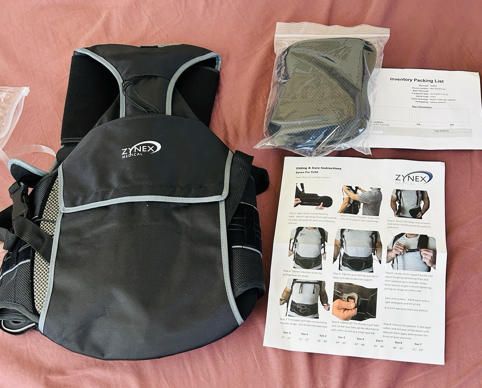 Zynex PRO TLSO 456 Lumbar Support Back Brace One Size Adjustable Black