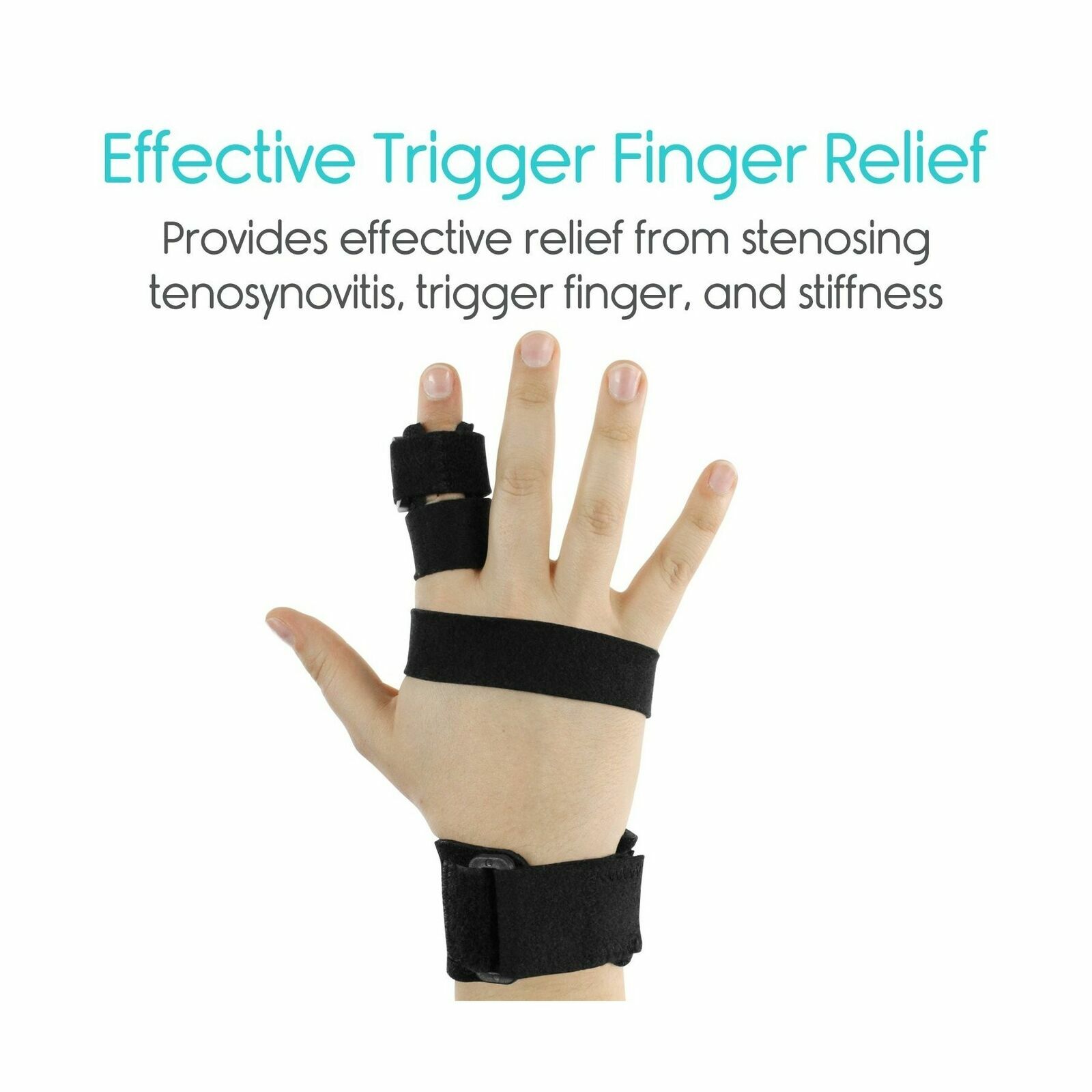 VIVE Trigger Finger Splint -Hand Support- Fits All Fingers & Thumbs-Unisex-BLACK