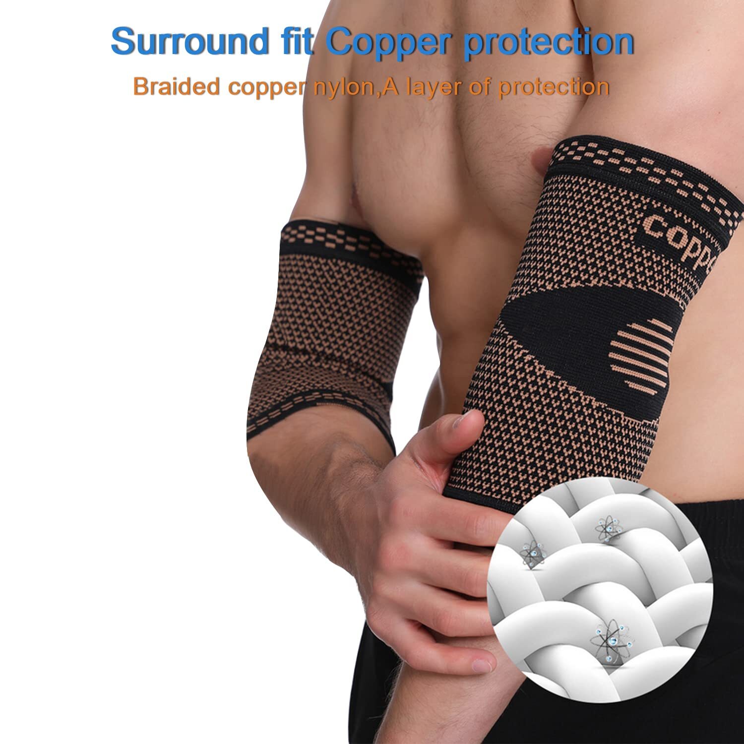 Copper Elbow Brace Compression Support Sleeve Arthritis Tendonitis Joint Pain TH