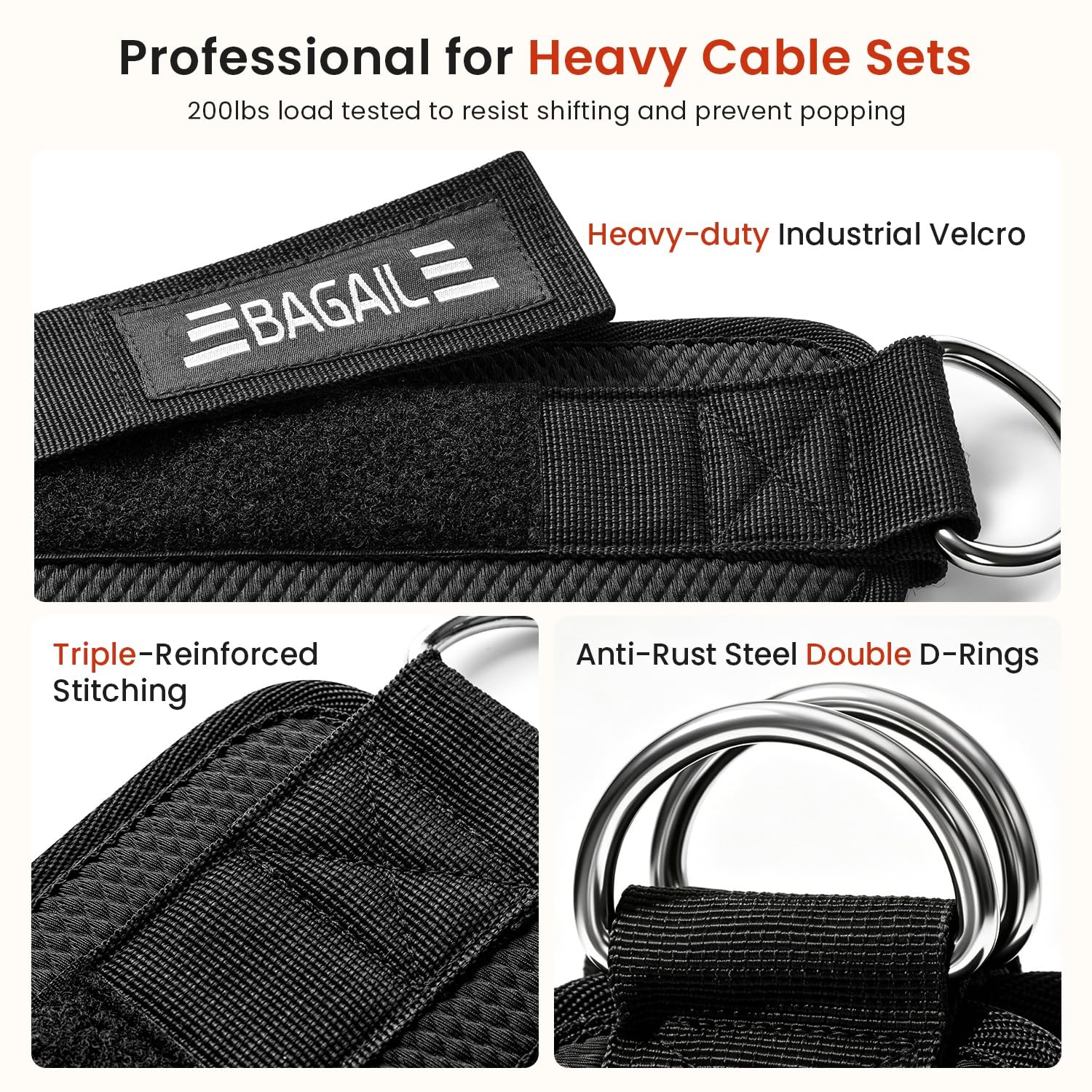BAGAIL Ankle Straps for Cable Machines (2 Pack), Double D-Ring Ankle Cuffs wi…