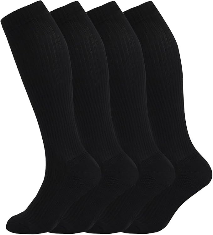 +MD 4 Pairs Compression Socks (15-20mmHg) for Women & Men – Cushion Knee High…
