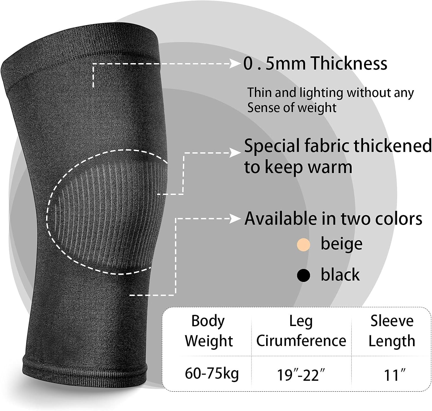 Bamboo Comfort Self-Warming Thermal Knee Support Knee Pads Leg Sleeves (1 Pair)