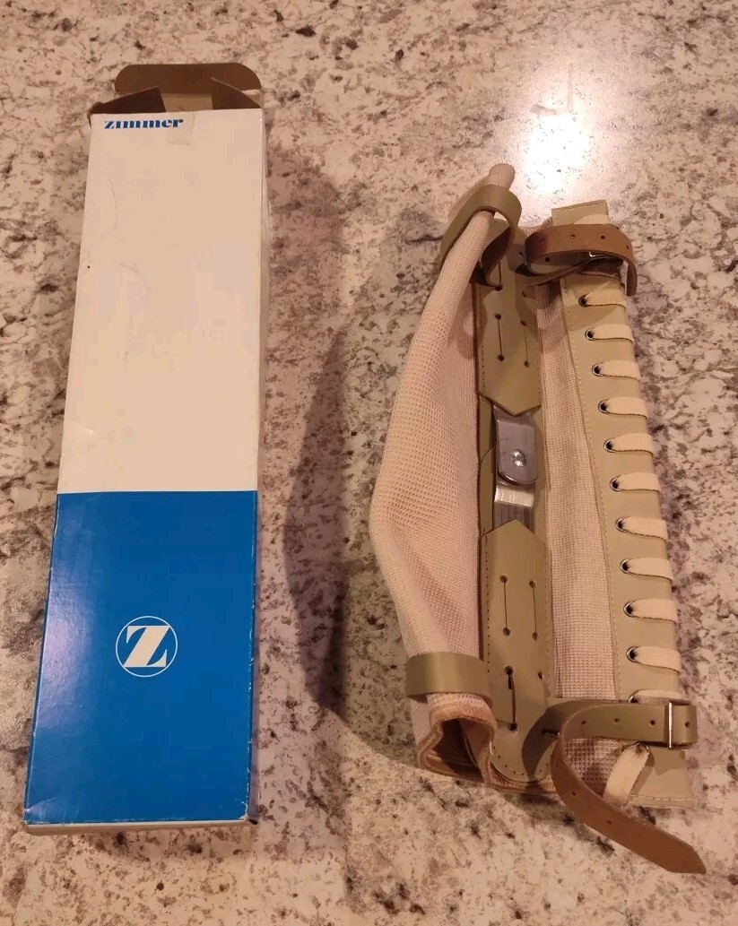 New Zimmer Beige Hinged Knee Brace Adult Large Heavy Duty With Two Straps