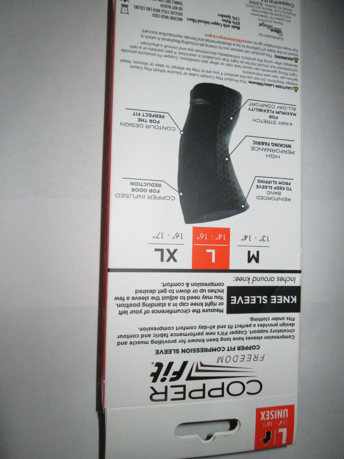 New Copper Fit Freedom Knee Sleeve Size Large
