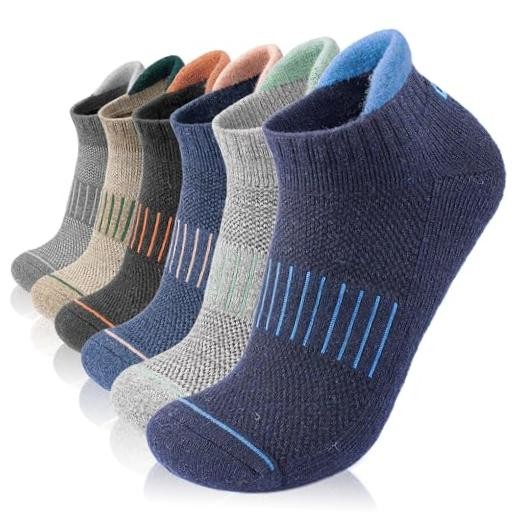 Merino Wool Ankle Hiking Running Socks for Men Women Large Deep Color Mixed