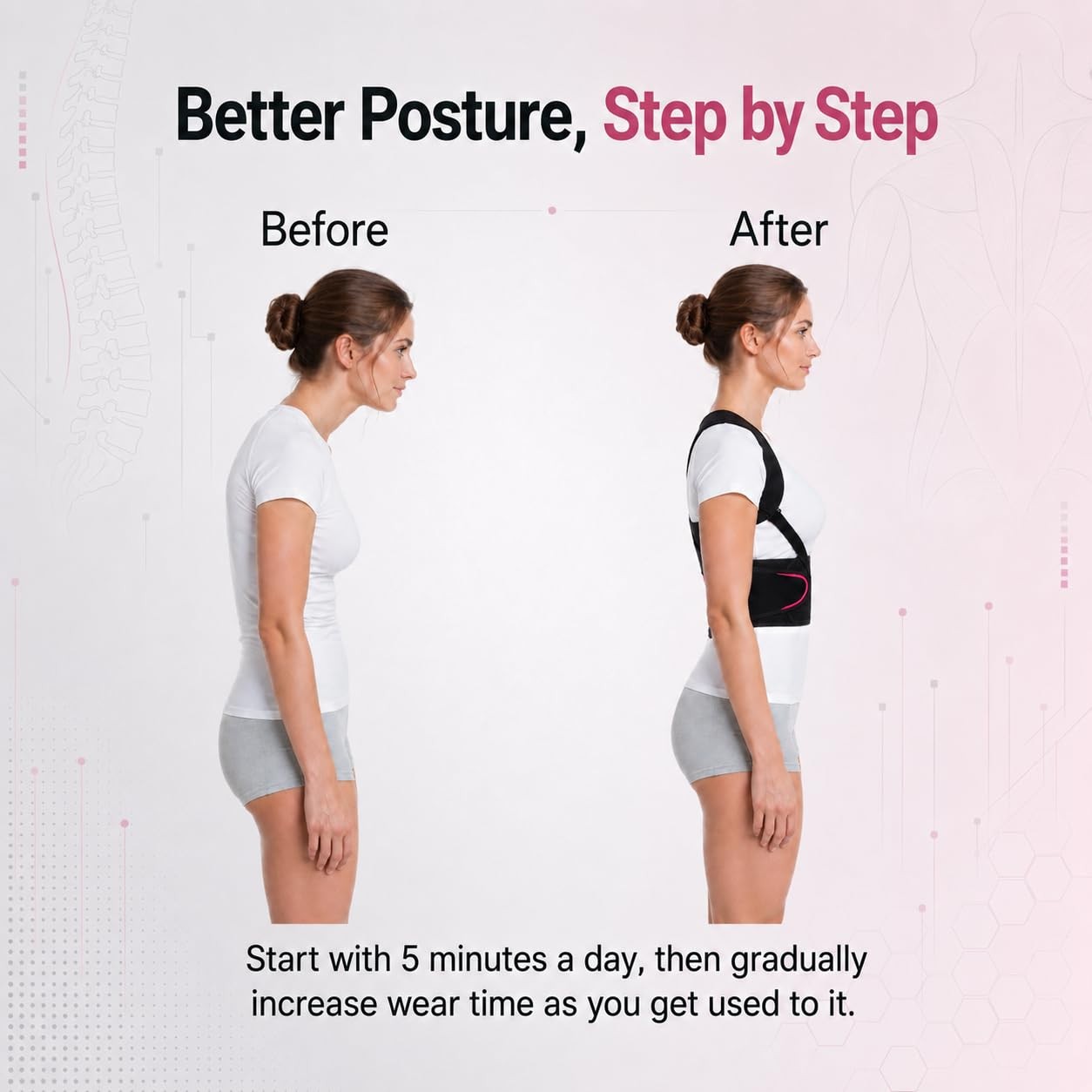 Posture Corrector for Women, Adjustable Upper Back Brace with Wide Shoulder S…