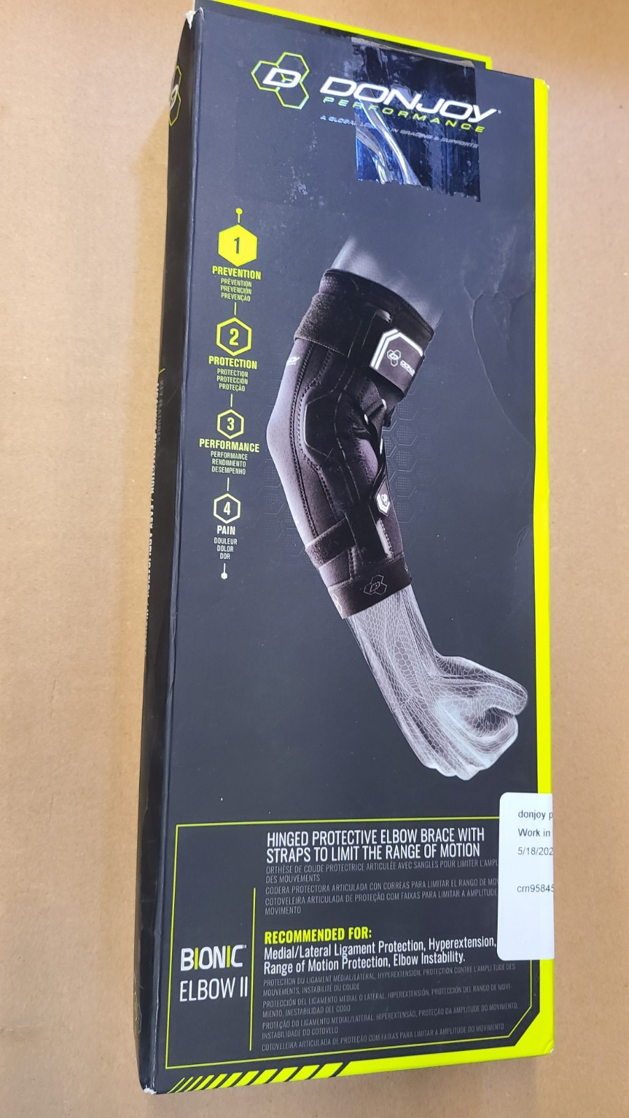DonJoy Performance Bionic Elbow Brace II Size Small SM New Open Box DP181EB01