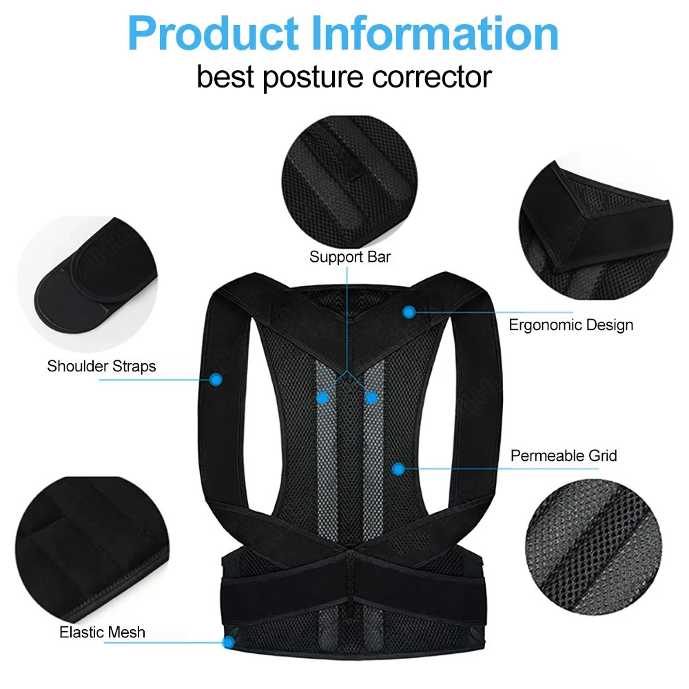 Back Posture Corrector Adjustable Brace Clavicle Support Upper Lower Back Belt