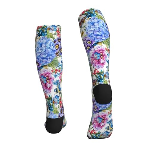 Compression Socks Women And Men For Nurses One Size Watercolor Floral Pattern