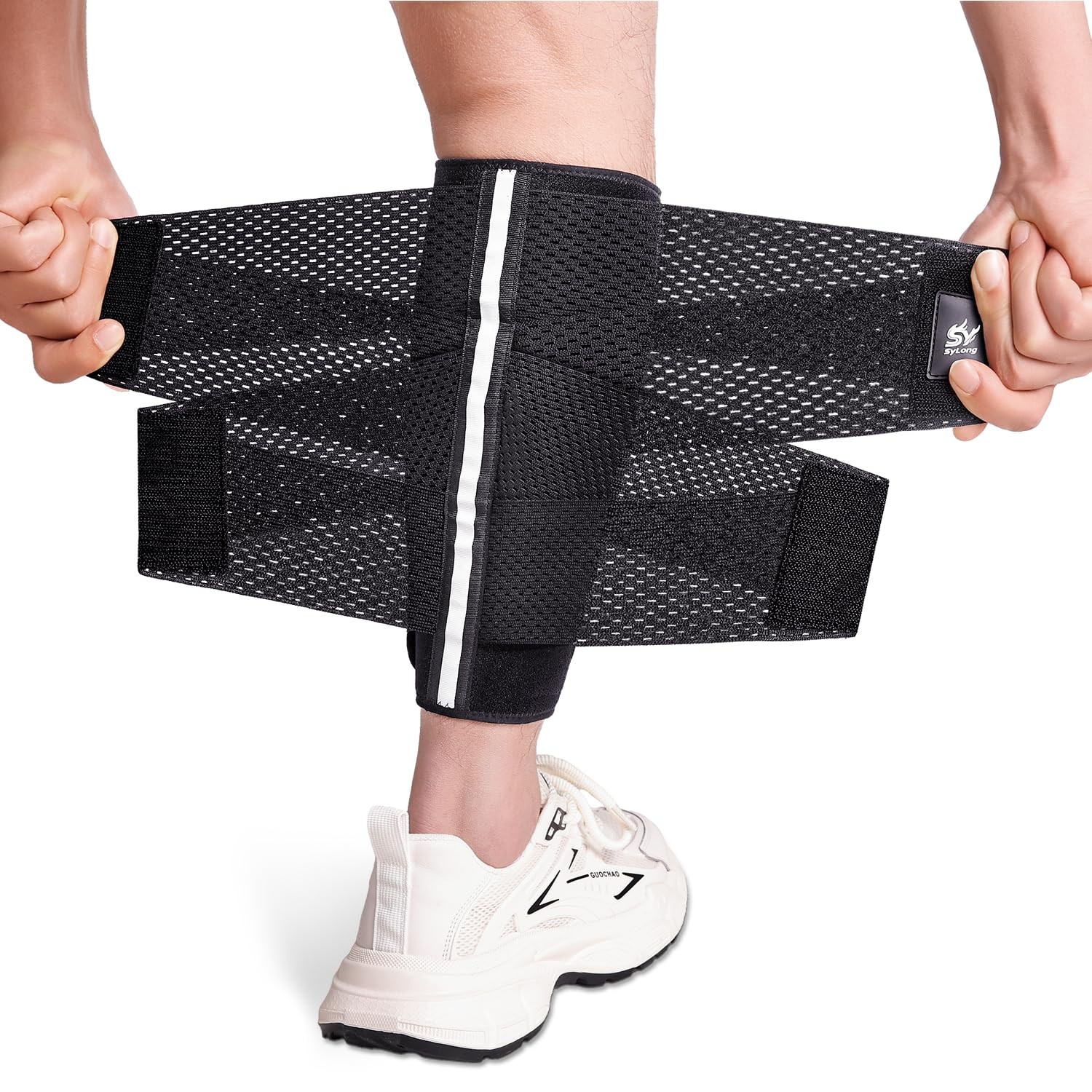 Sylong® Torn Calf Muscle Compression Sleeve Wrap Brace for L/XL, Black