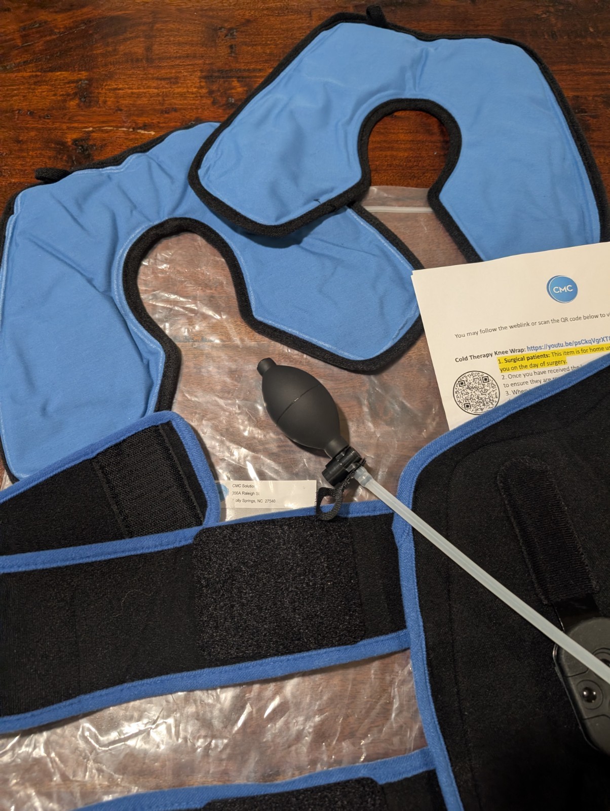 Cryo Pneumatic Knee Orthosos Brace 2 ROM Hinges With 2 Gel Packs And Pump