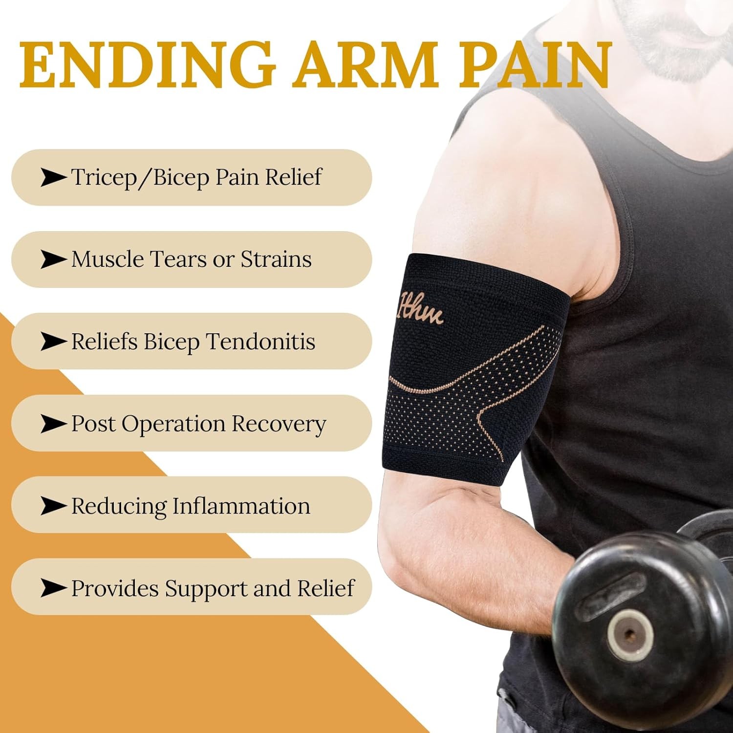 Copper Bicep Tendonitis Brace Compression Sleeve Medium for Arm Support