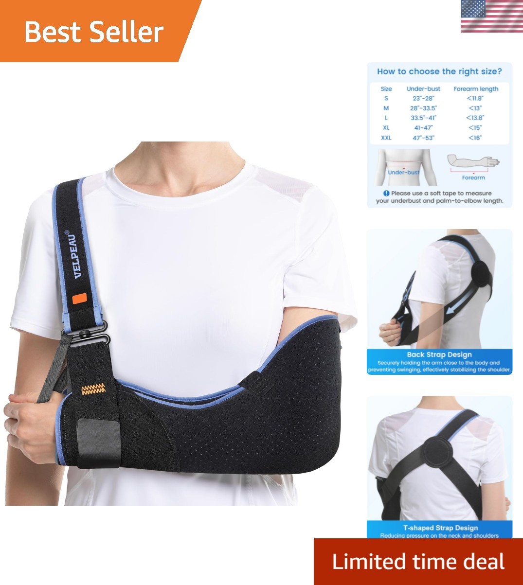 Arm Sling Shoulder Immobilizer for Women and Men, fit Left or Right Arm – Rot…