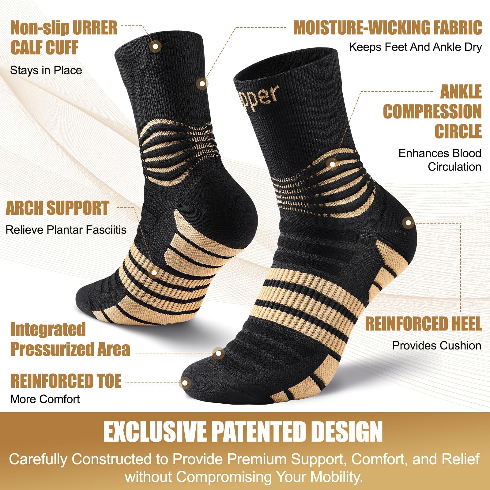 Professional Copper Compression Socks, Medical Ankle Support Socks for Injuri…