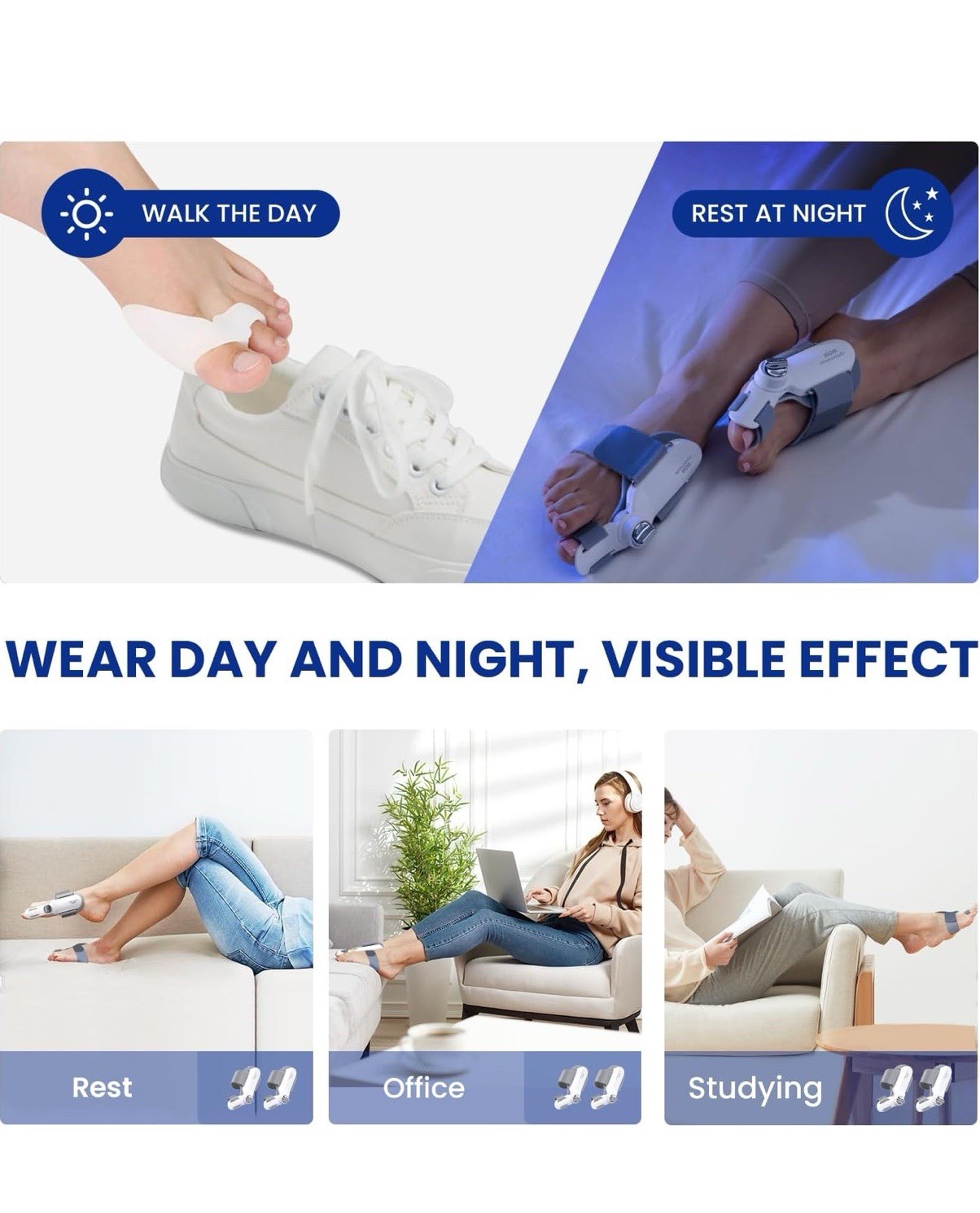 Bunion Corrector Splint for Big Toe – 3 Angle Plates, Hallux Valgus Relief
