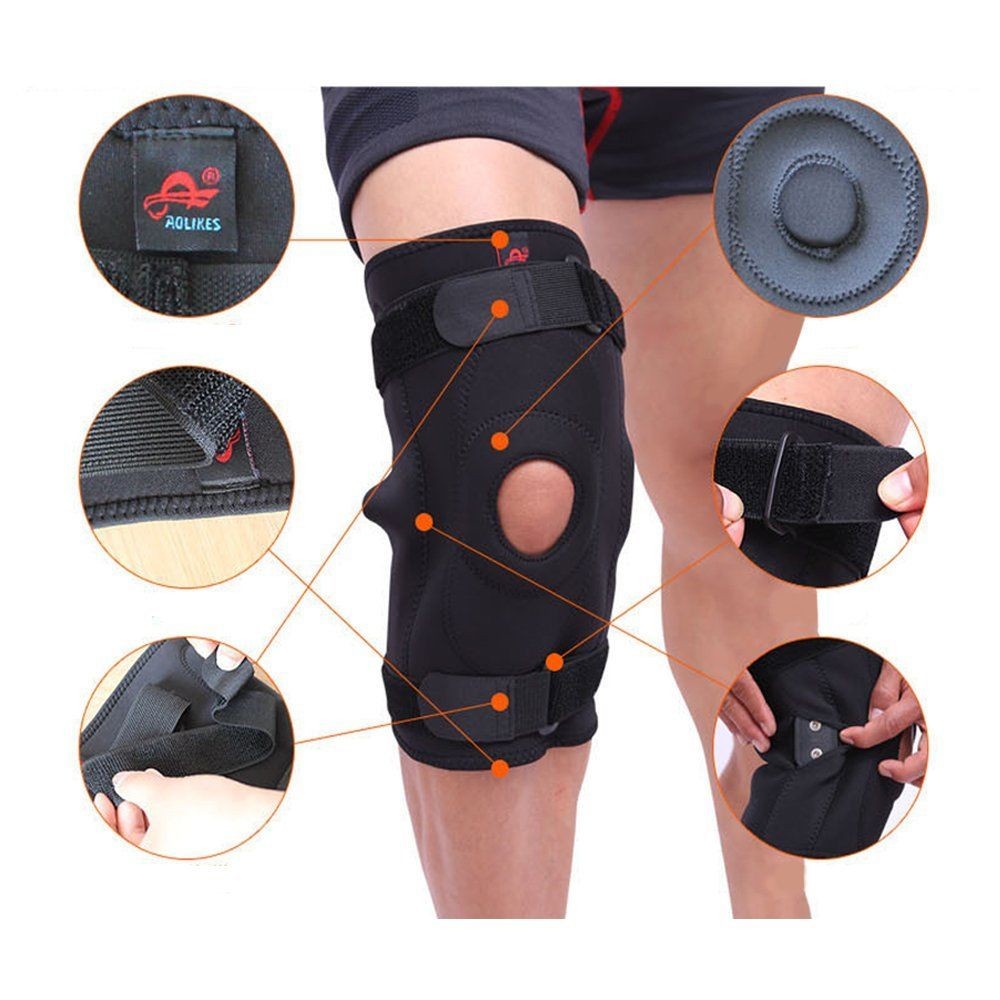 Double Metal Full Knee Support (Black)
