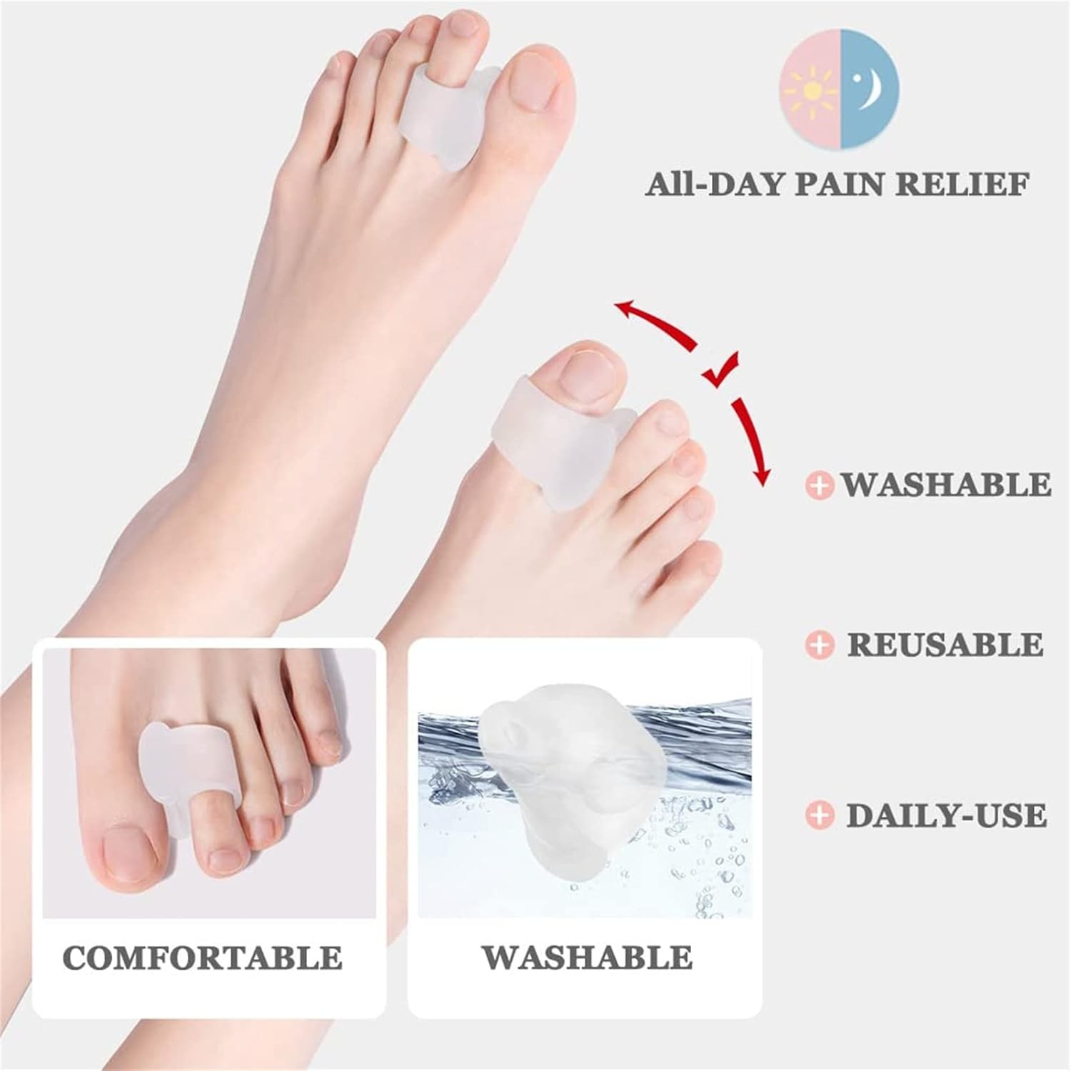 Gel toe spreader, toe separator & protector (12-pack), toe valgus corrector
