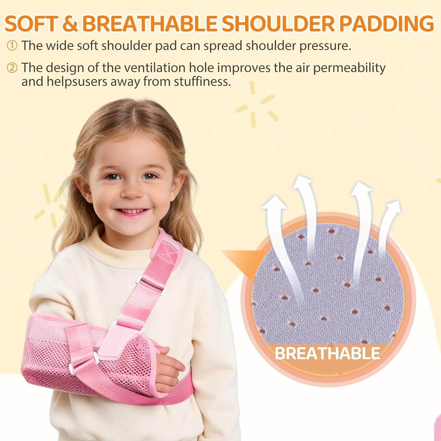 Enhanced Stability Kids Arm Sling – Soft Padding & One-Hand Adjustability (Pink)