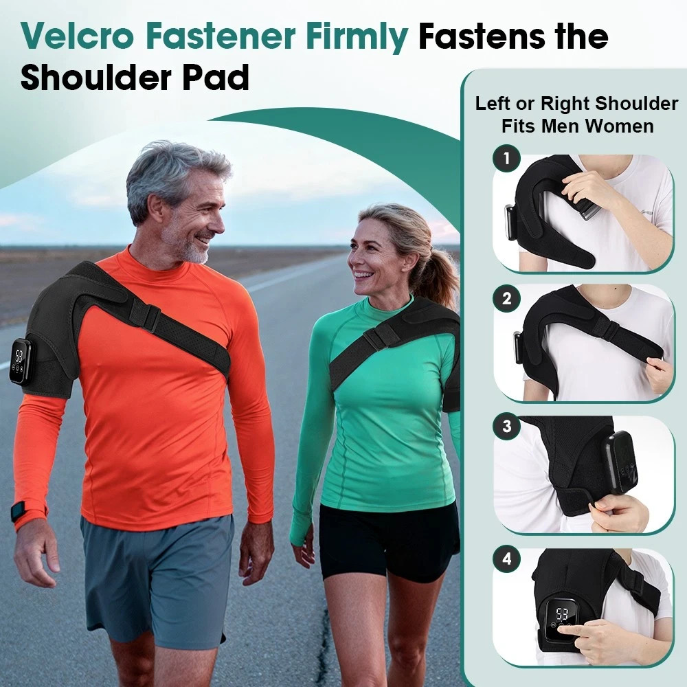 Electric Shoulder Massager Heated Shoulder Brace with Vibration for Pain Relief