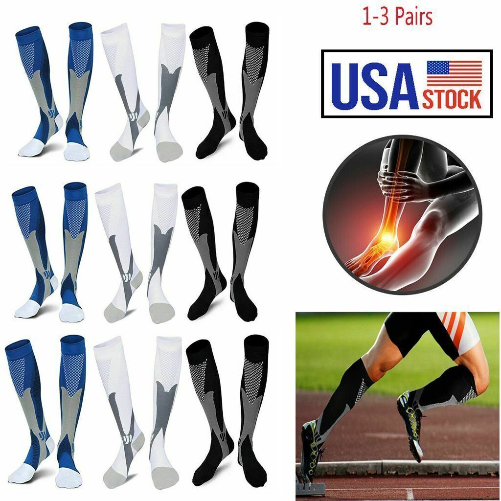 1-3Pair Copper Compression Socks 20-30mmHg Graduated Support Mens Womens S/M-XXL