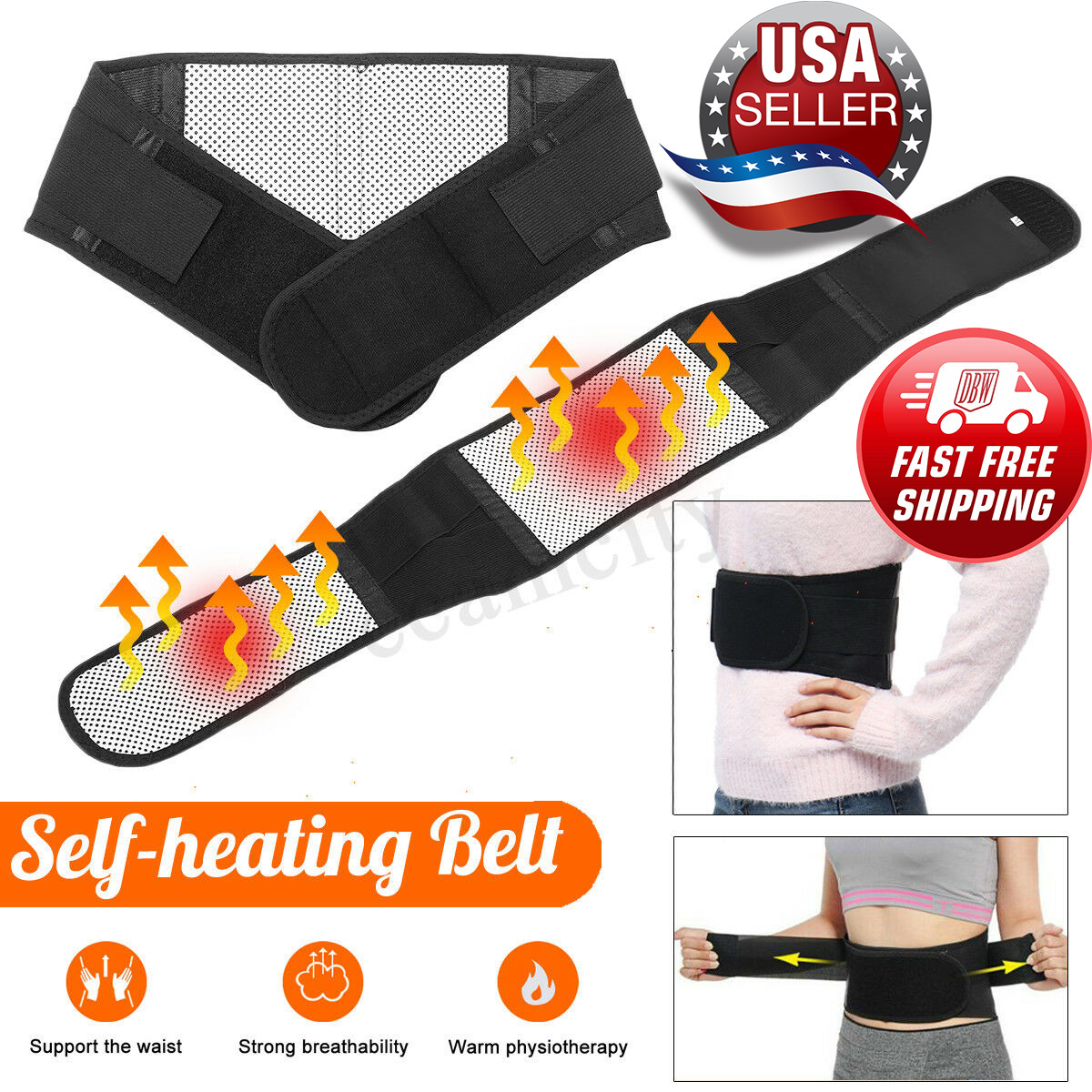 Self-Heating Magnetic Therapy / Back Brace Support / Adjustable Pain Relief Wrap