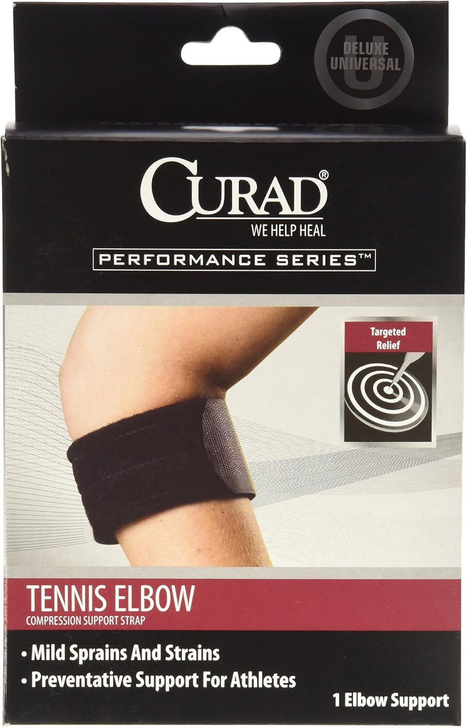 CURAD Performance Series Tennis Elbow Compression Support Strap. Deluxe Universa