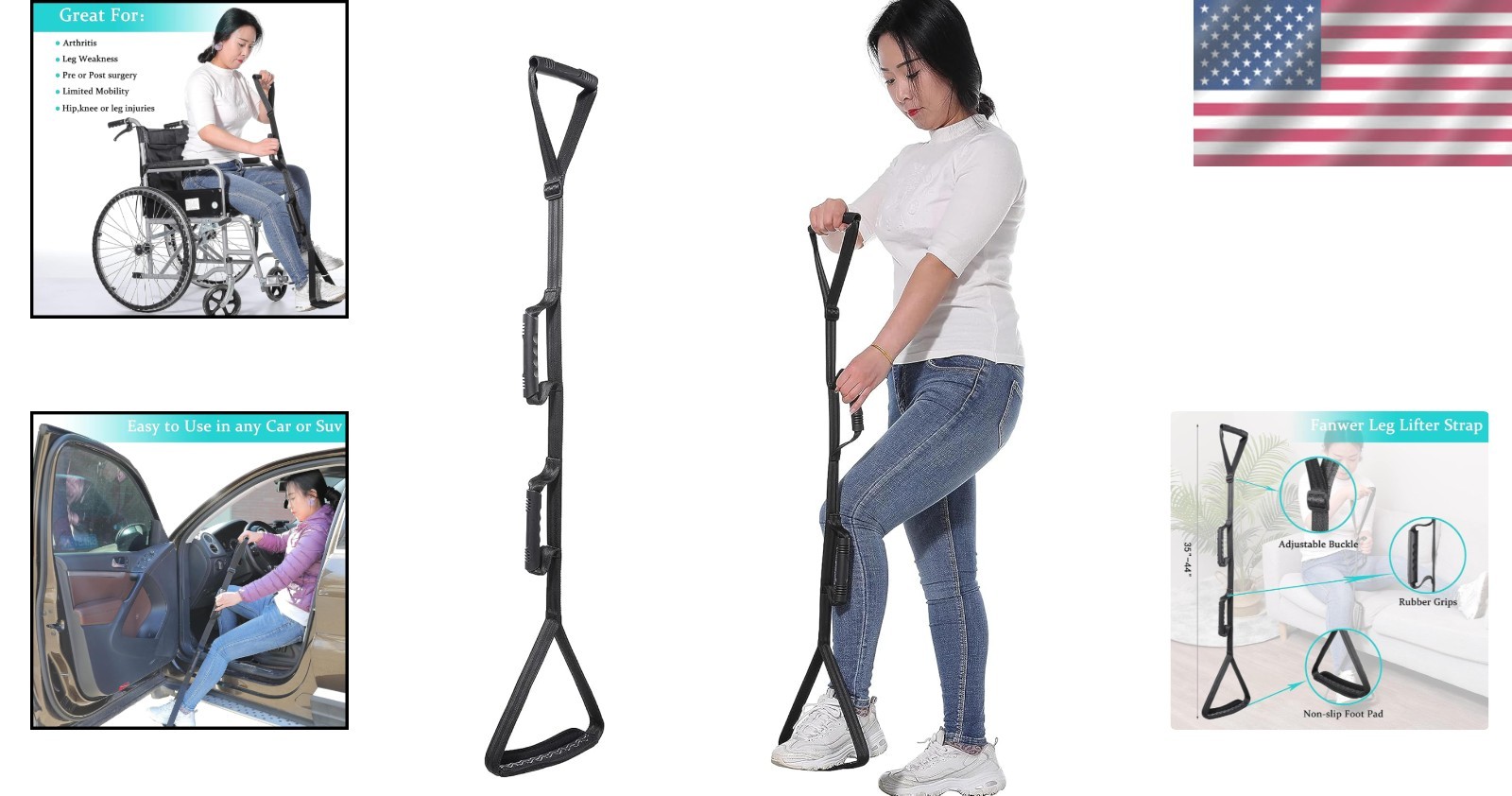 Multi-Loop Leg Lifter Strap with Rubber Grips – Ideal for Hip & Knee Recovery