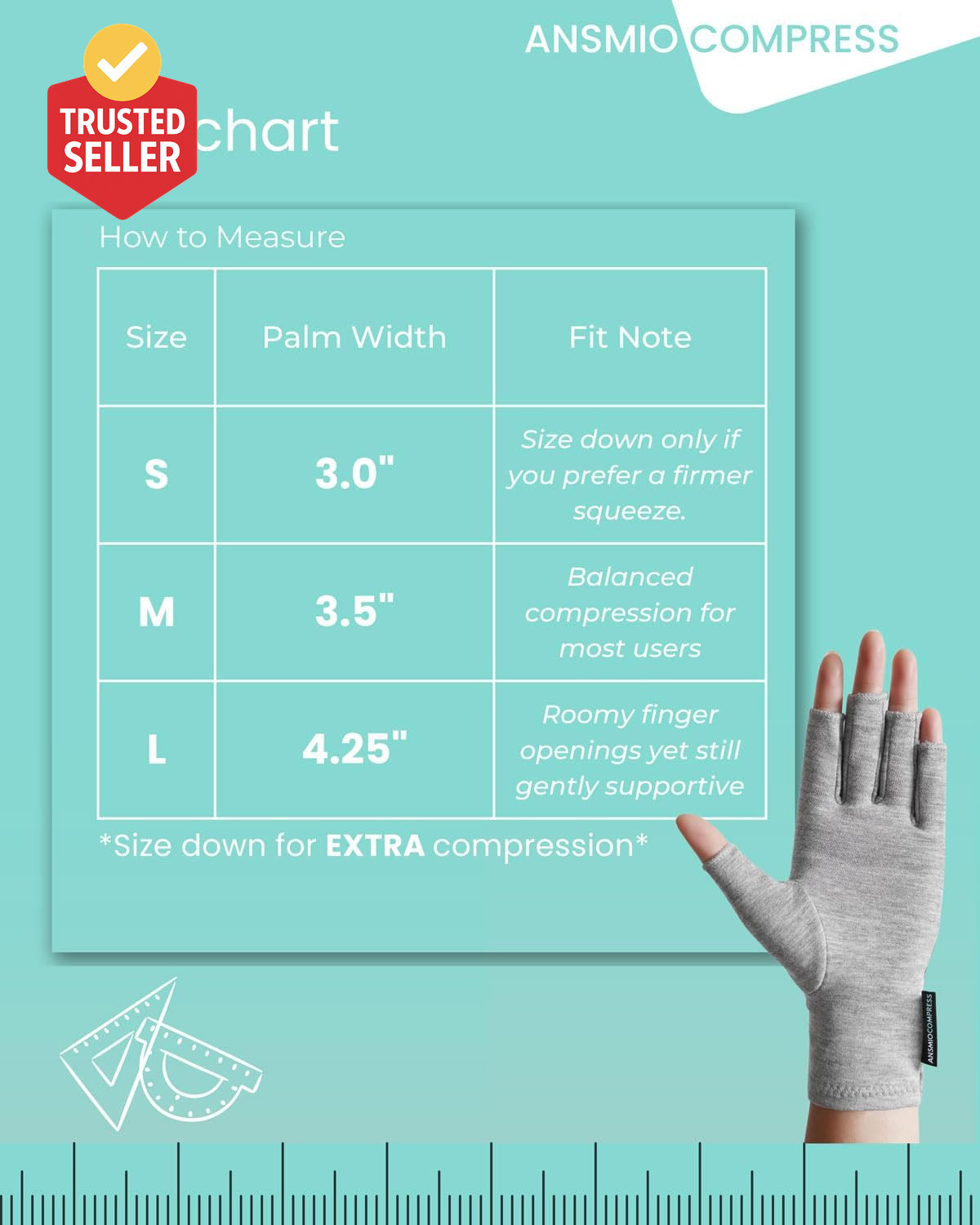 Rayon Derived from Bamboo Compression Gloves – Fingerless Arthritis & Carpal Tun