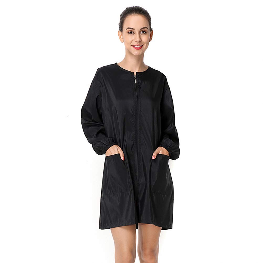 Exttlliy Polyester Fabric Salon Smock Professional Large (Pack of 1), Black