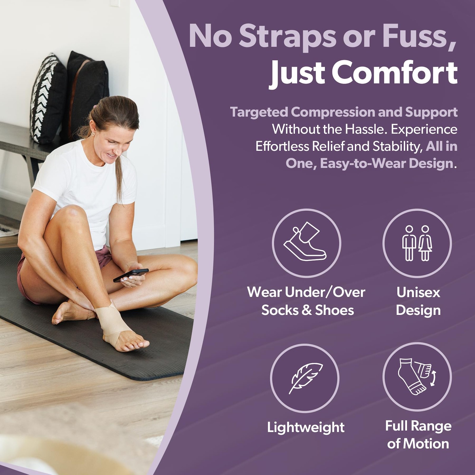 BraceAbility Elastic Ankle Support Brace – Lightweight Slip on Large, Beige