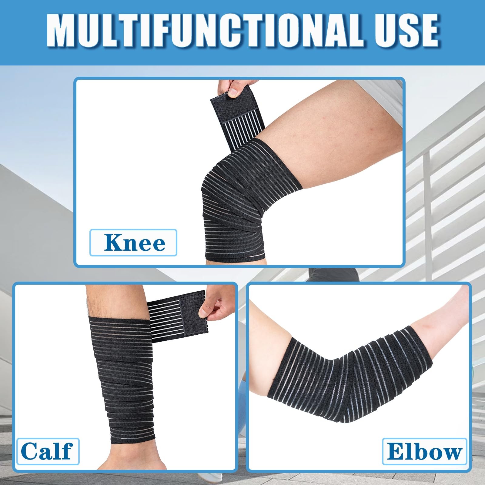 Zuscot 2 Pcs Hamstring & Thigh Compression Wraps, Adjustable 2 Pcs, Black