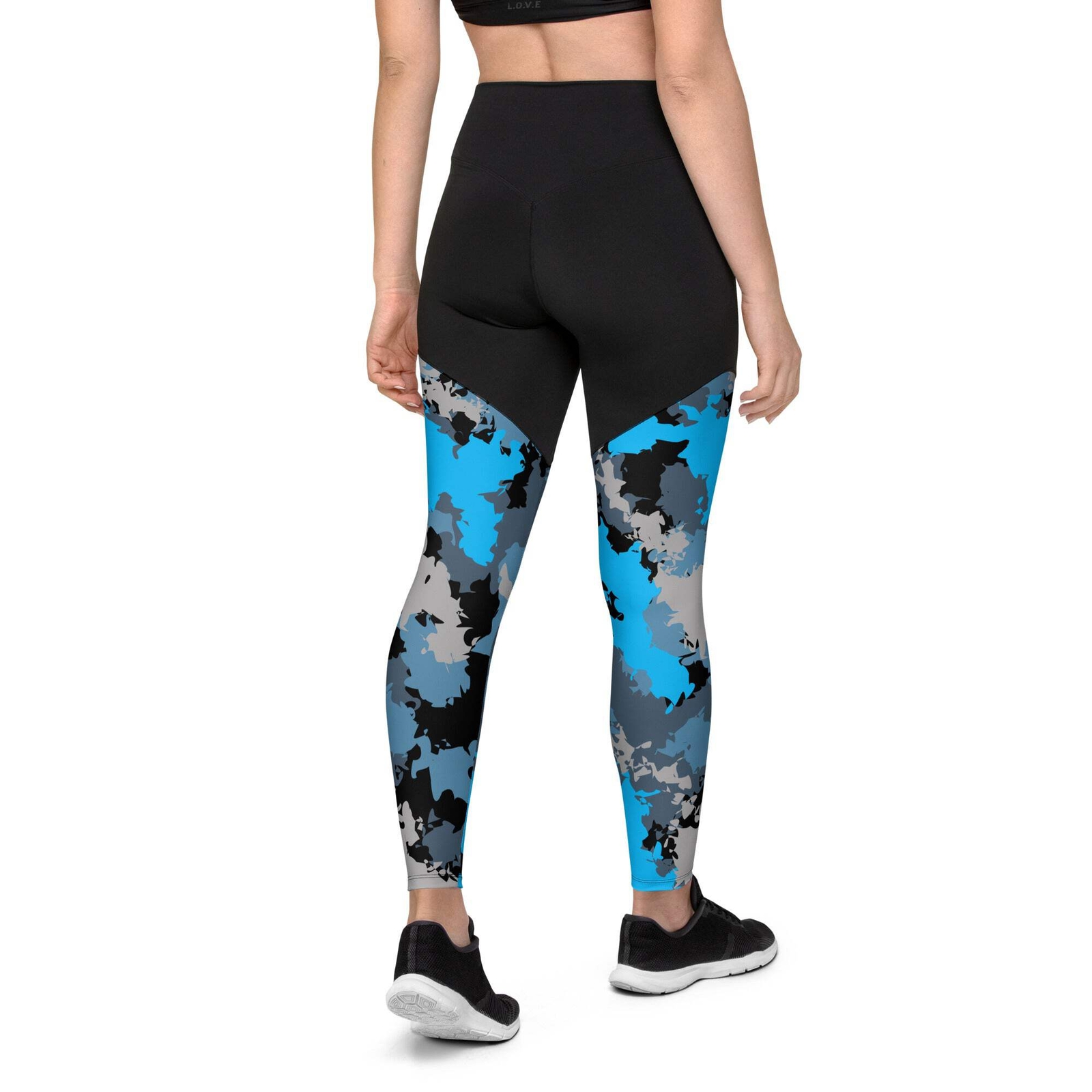 Tailinup Black and Blue Camo Compression Sports Leggings – Perfect for Fishing,