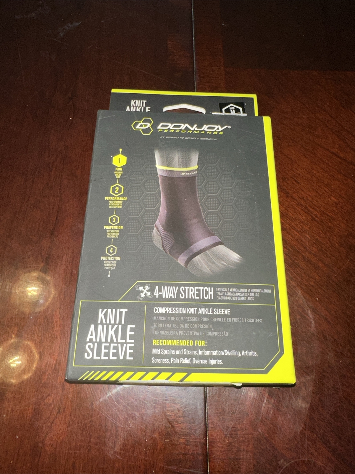Donjoy Compression Knit Ankle Sleeve Size Large 4-Way Stretch
