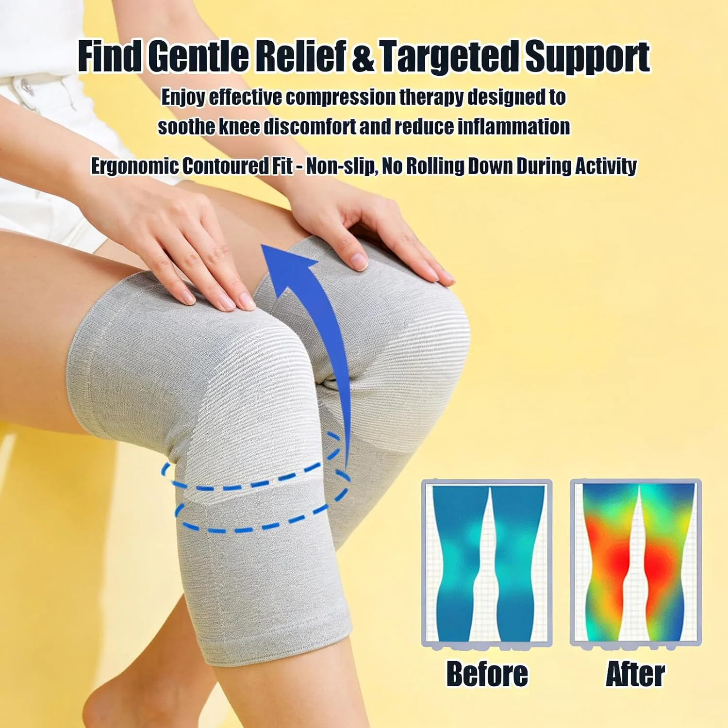 Bamboo Charcoal Compression Knee Sleeve – Elastic Knee Braces for Men & Women –