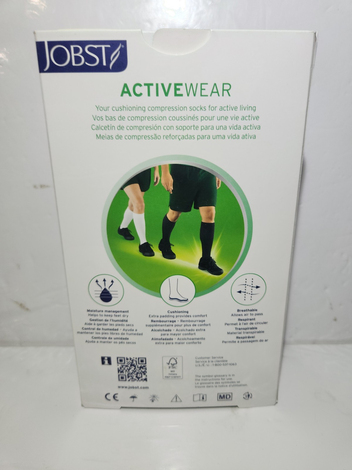 Jobst ActiveWear 20-30 mmHg Firm Support Unisex Black Knee Highs Stocking Large