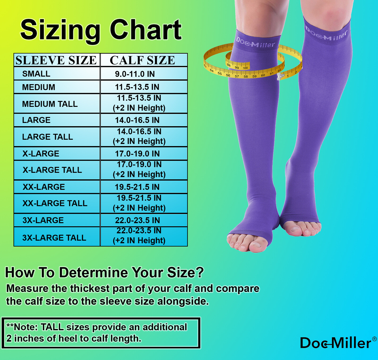Doc Miller Open Toe Socks Compression Stockings 20-30mmHg Sleeves, Varicose Pain