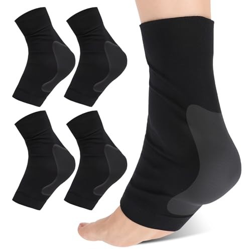 Hpmjz 2 Pcs Achilles Tendon Heel Protector Compression Padded Medium, Black