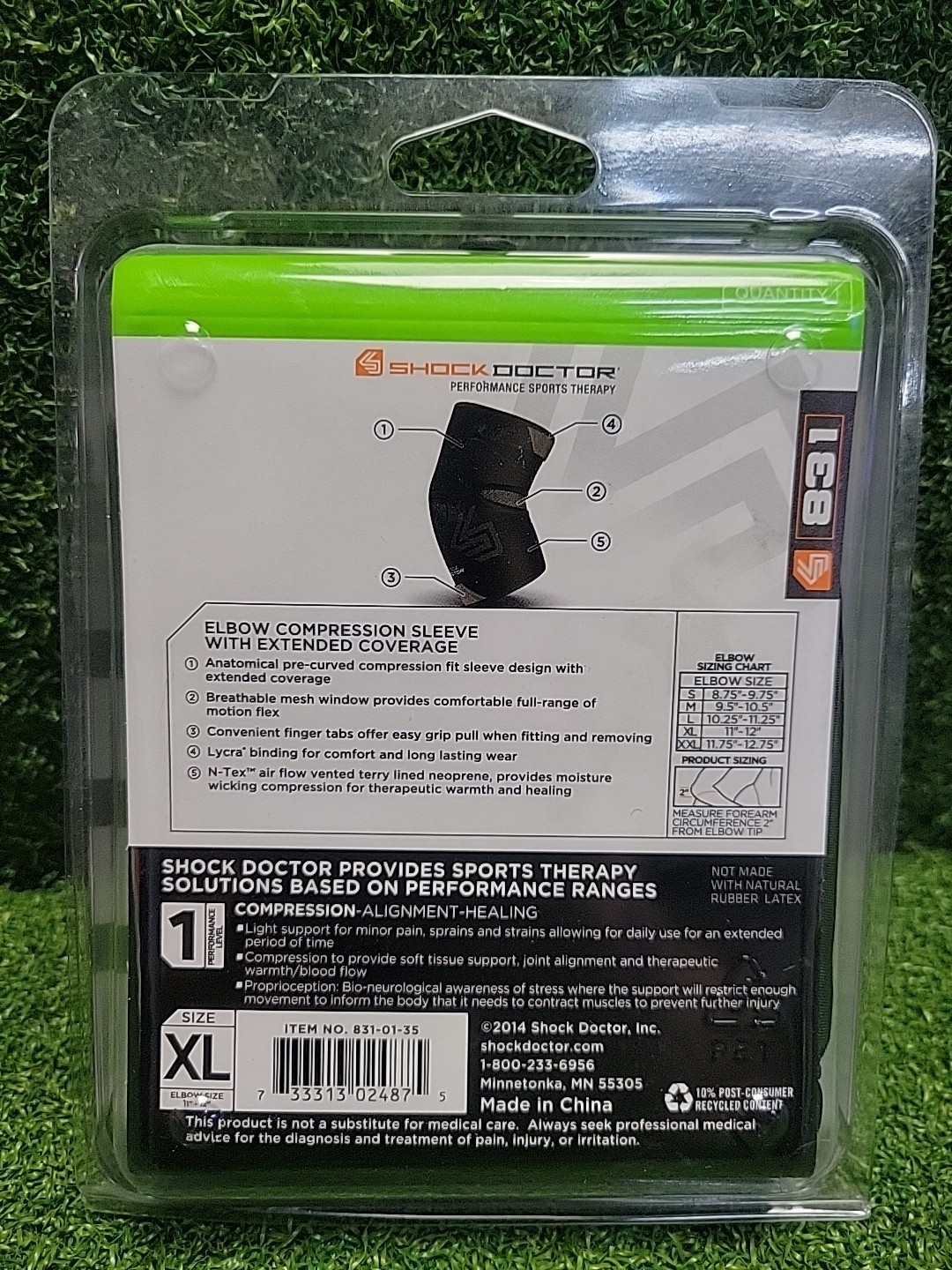 Shock Doctor Elbow Compression Sleeve with Extended Coverage – XL 11″ – 12″