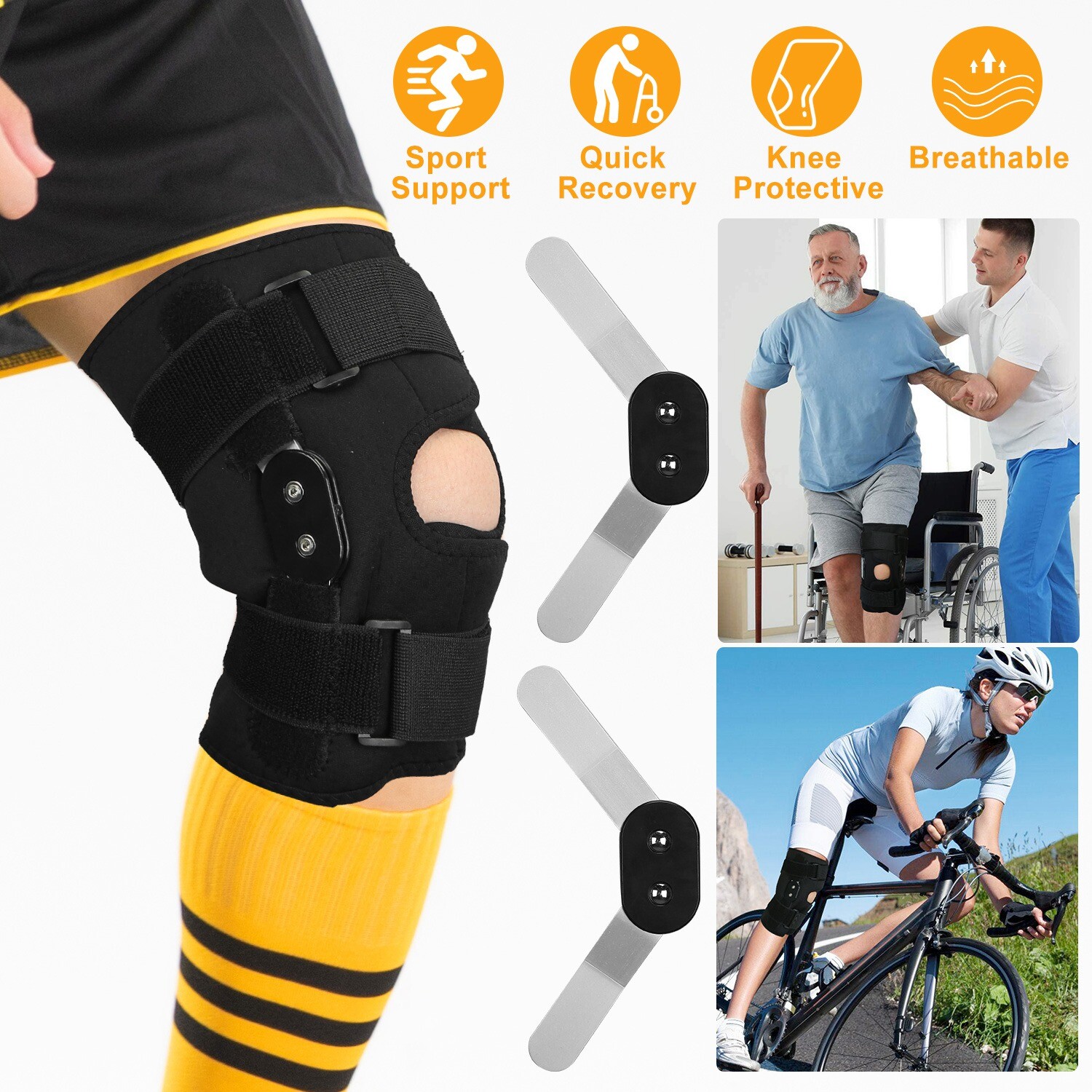 Adjustable Hinged Knee Patella Support Brace Sleeve Knee Wrap Stabilize Recovery
