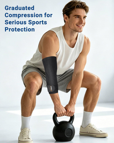 Vlela Elbow Compression Sleeve with Adjustable Strap – Tennis Medium, Black