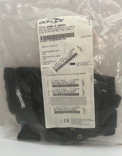DONJOY RocketSoc LaceUp Ankle Support Brace LEFT Size S, Black NEW