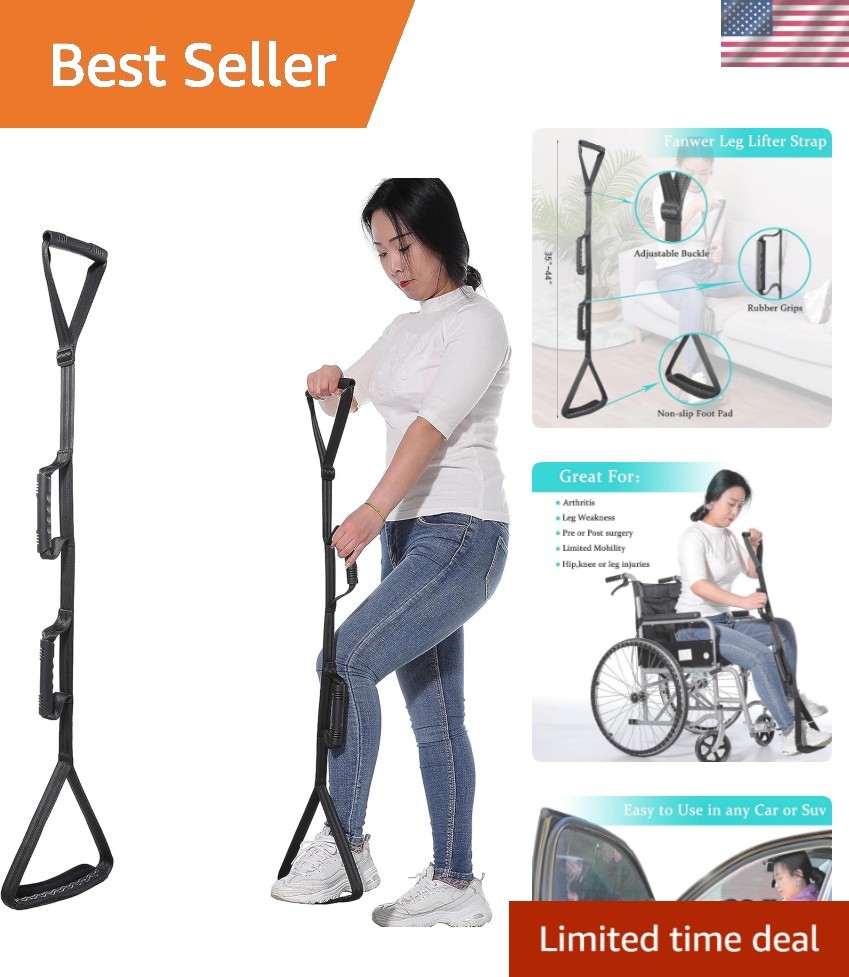 Durable 35-44 Inch Leg Lifter Strap with Non-Slip Foot Pad for Enhanced Mobility